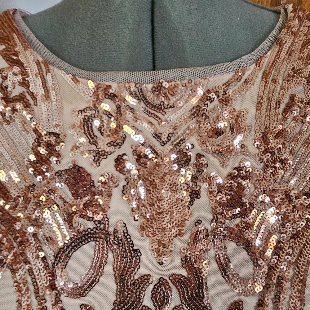 Betsy Adams Long Sleeve  Sequin Dress - - Picture 4 of 5